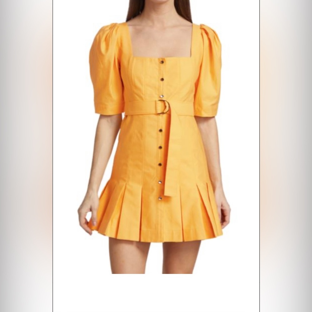 ***NEW****Acler Casper Belted Puff-Sleeve Minidress, color Mango